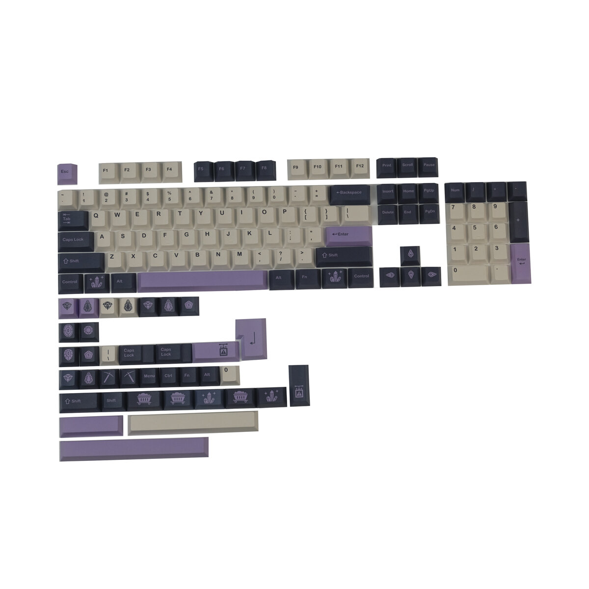 Image of 140 Keys Amethyst PBT Keycap Set Cherry Profile Sublimation Custom Keycaps for Mechanical Keyboards