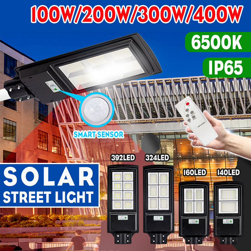 Image of 140/160/324/392LED 100/200/300/400W LED Solar Panel Street Light PIR Motion Sensor Wall Lamp + Remote Home