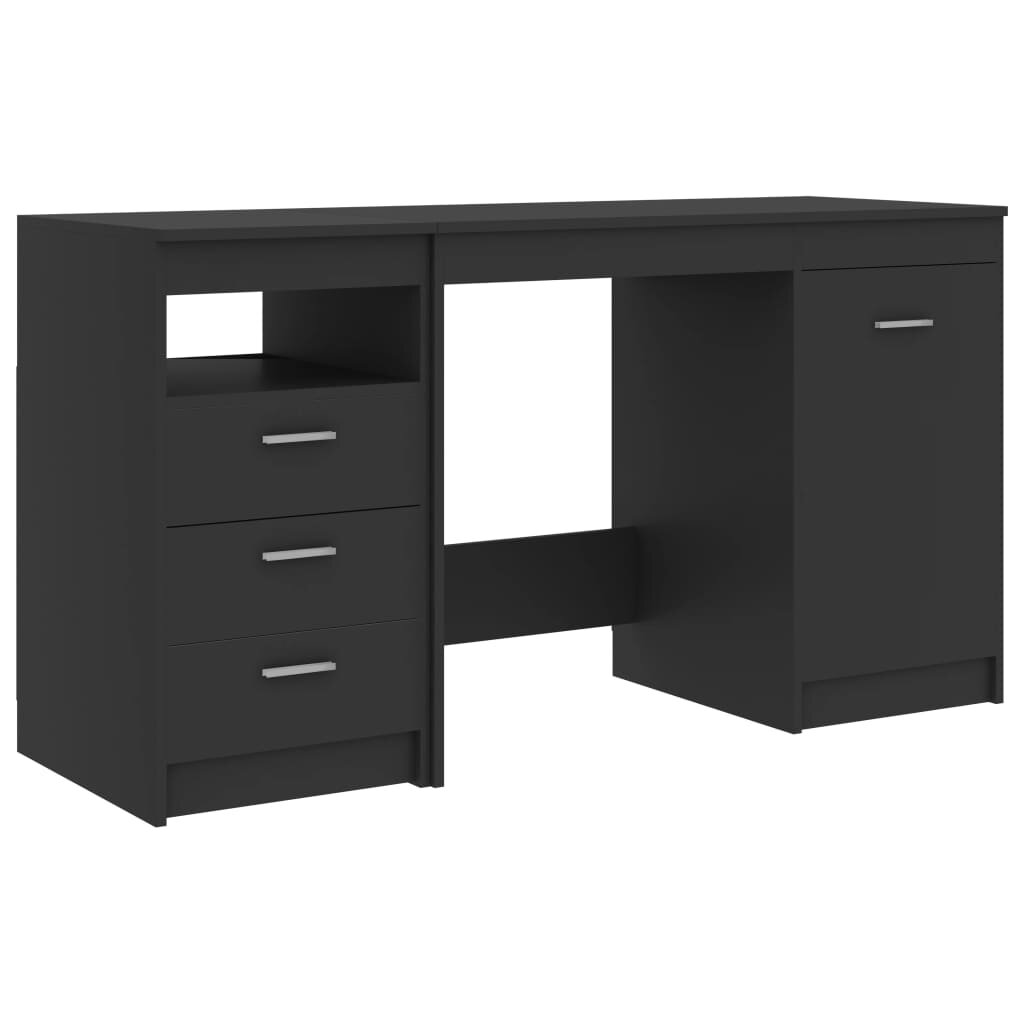 Image of 140x50x76CM Office Desk Writing Table Computer Study Workstation with 3 Drawers Home Bedroom Desk Gray