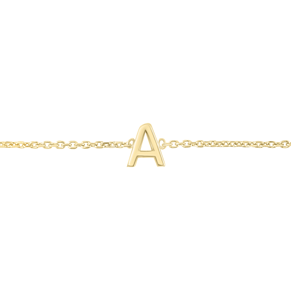 Image of 14K Solid Yellow Gold A Mini Initial Bracelet
