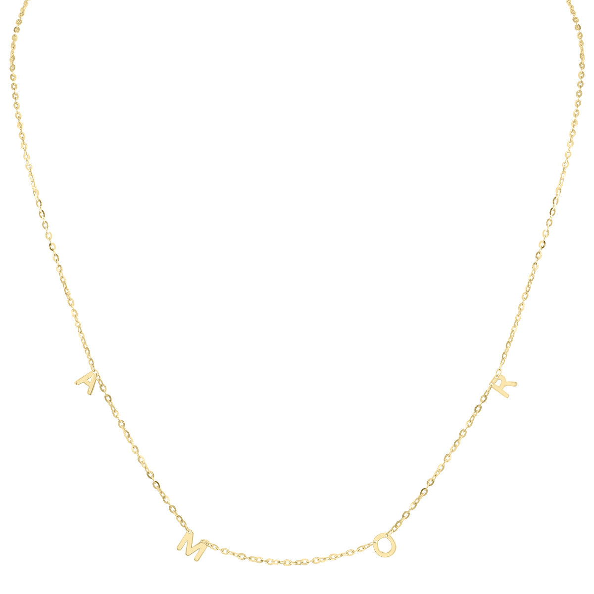 Image of 14K Solid Yellow Gold AMOR Necklace with Lobster Clasp