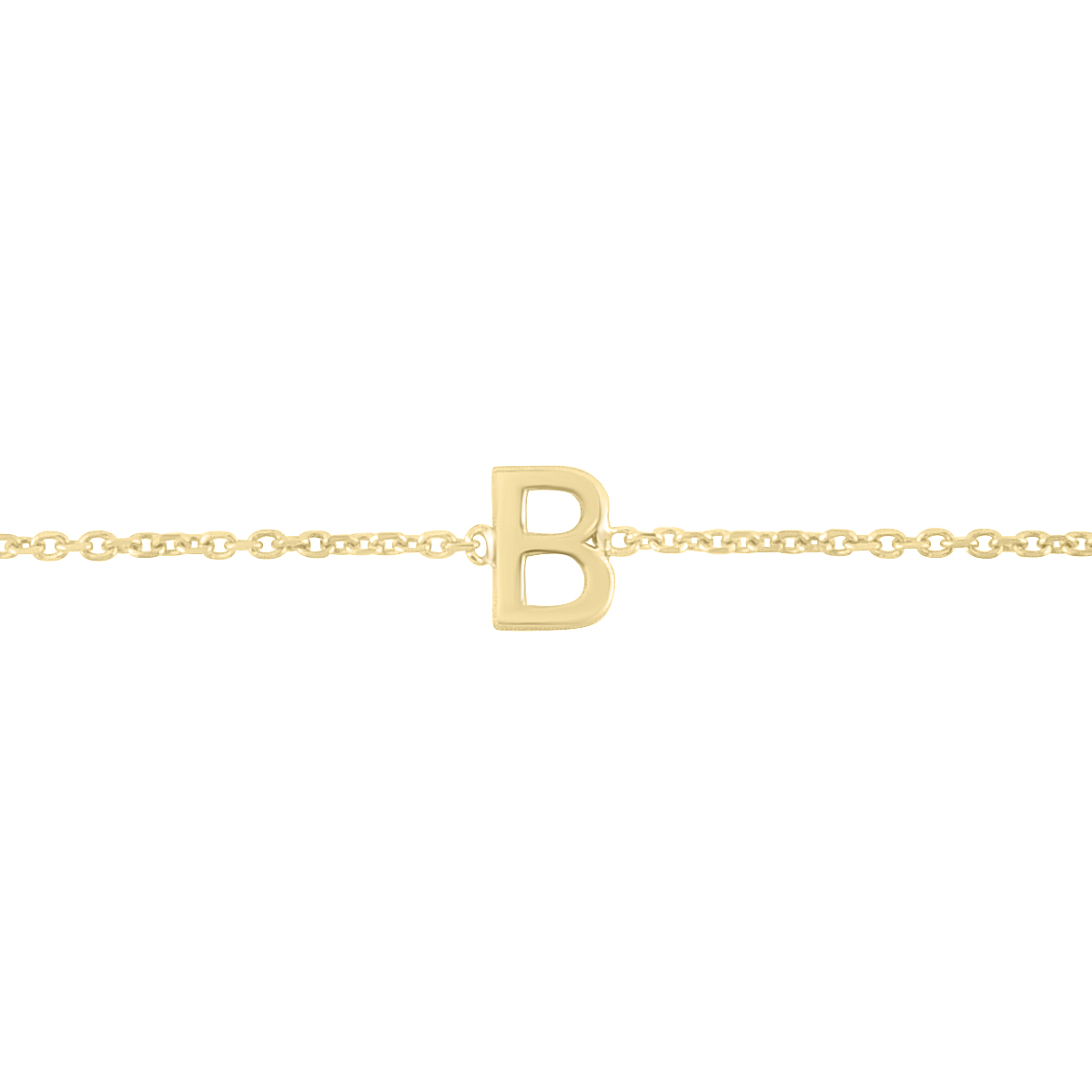 Image of 14K Solid Yellow Gold B Mini Initial Bracelet