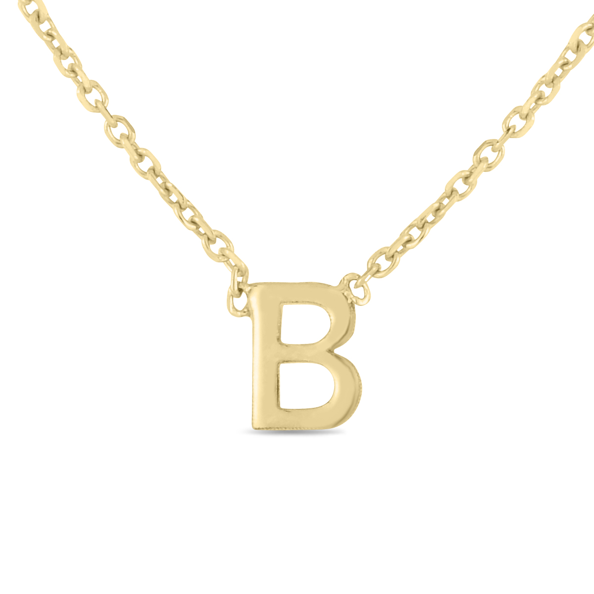 Image of 14K Solid Yellow Gold B Mini Initial Necklace