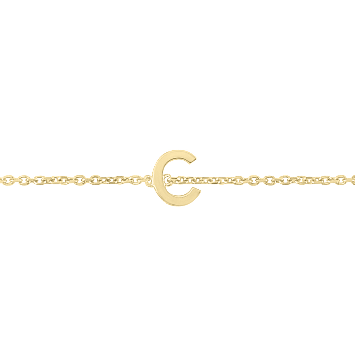 Image of 14K Solid Yellow Gold C Mini Initial Bracelet