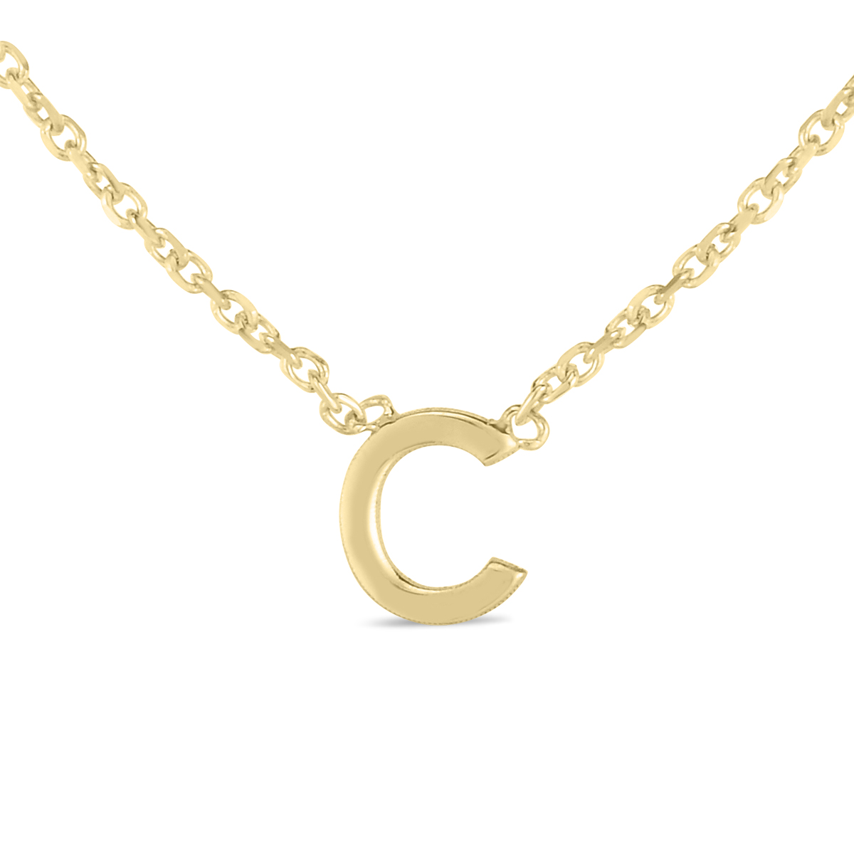 Image of 14K Solid Yellow Gold C Mini Initial Necklace