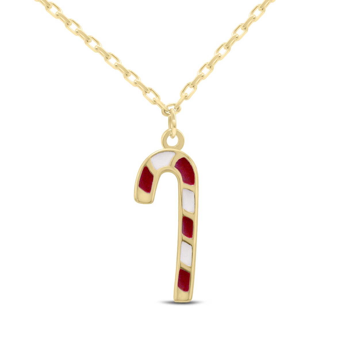 Image of 14K Solid Yellow Gold Candy Cane Necklace