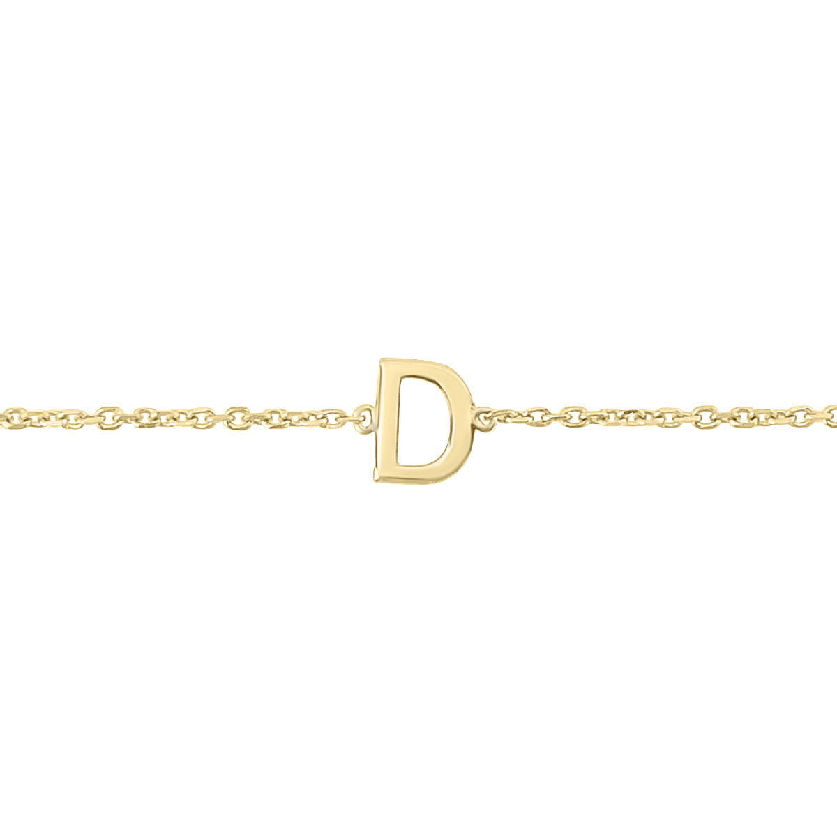 Image of 14K Solid Yellow Gold D Mini Initial Bracelet