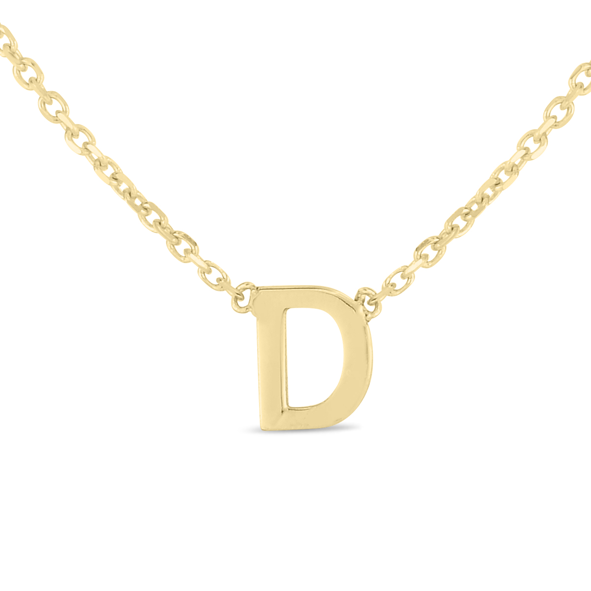 Image of 14K Solid Yellow Gold D Mini Initial Necklace