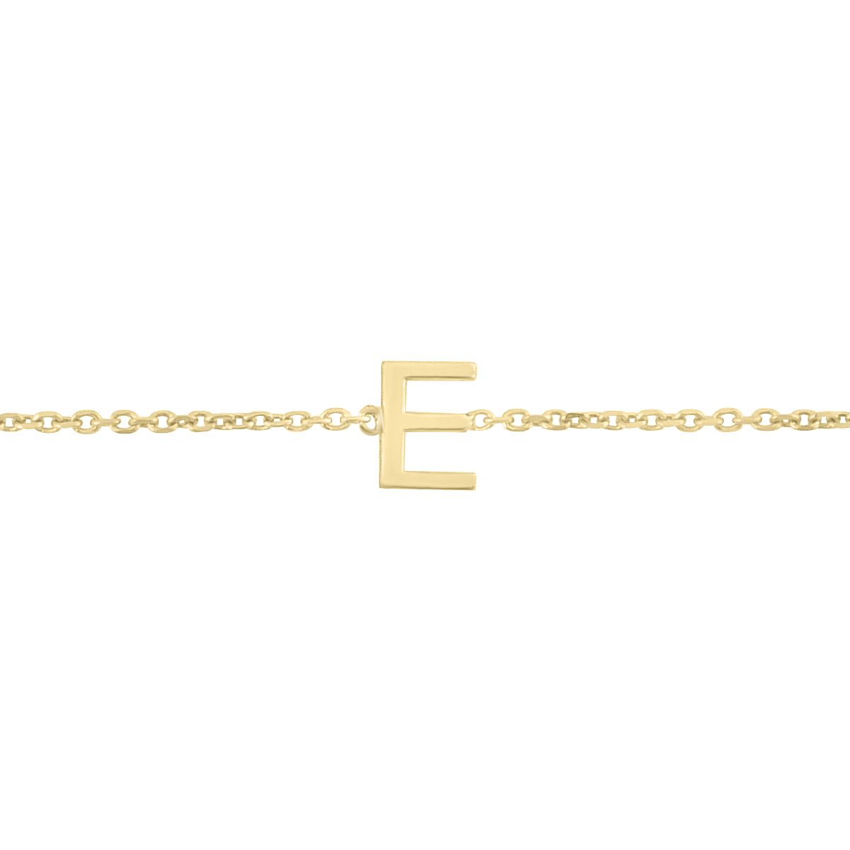 Image of 14K Solid Yellow Gold E Mini Initial Bracelet