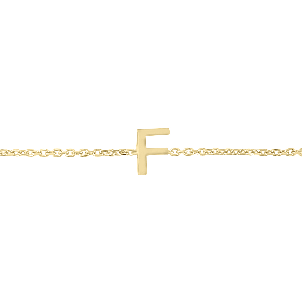 Image of 14K Solid Yellow Gold F Mini Initial Bracelet