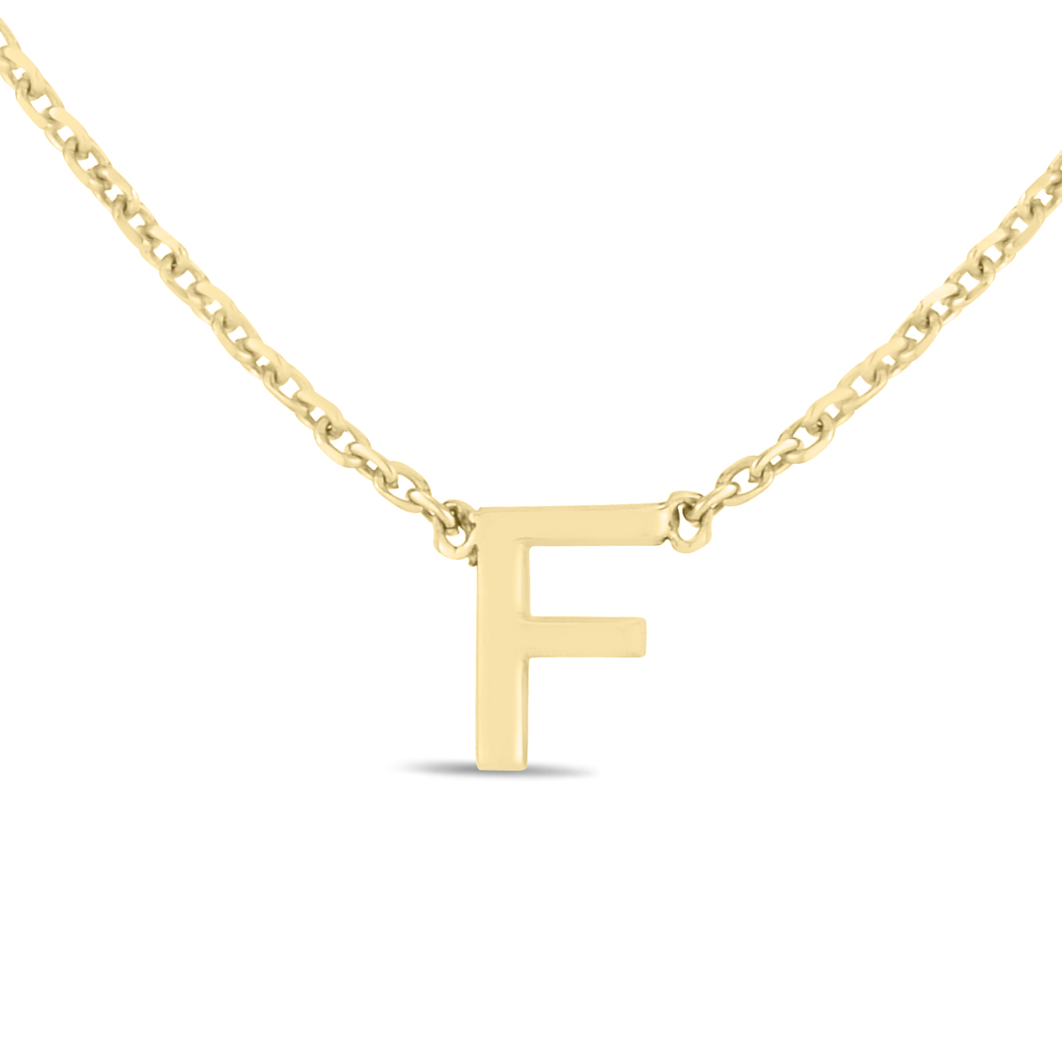 Image of 14K Solid Yellow Gold F Mini Initial Necklace