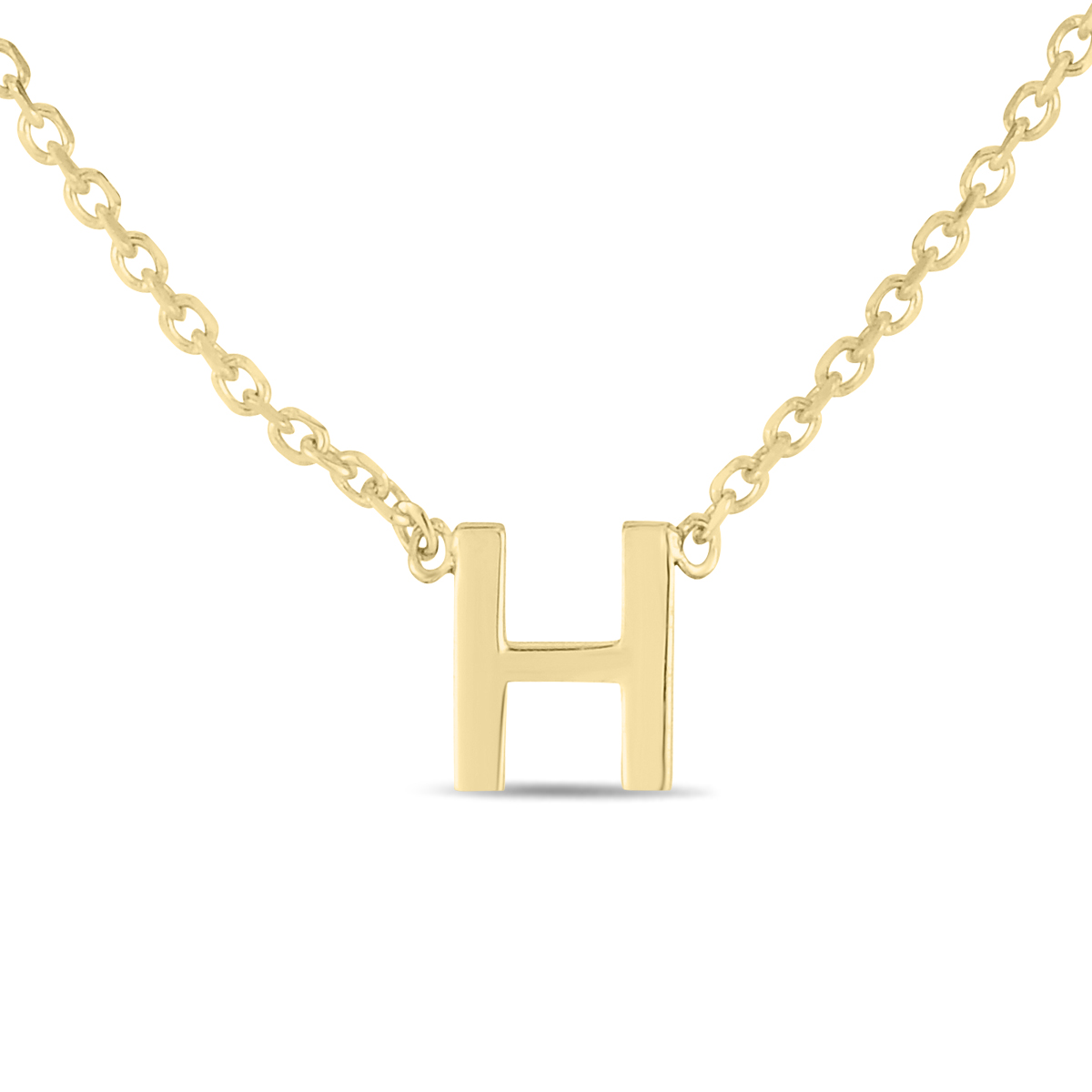 Image of 14K Solid Yellow Gold H Mini Initial Necklace