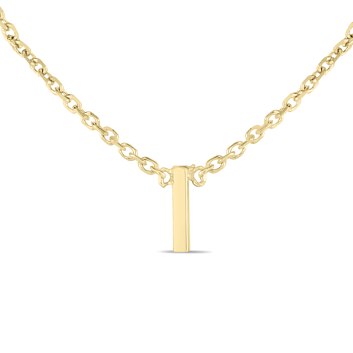Image of 14K Solid Yellow Gold I Mini Initial Necklace