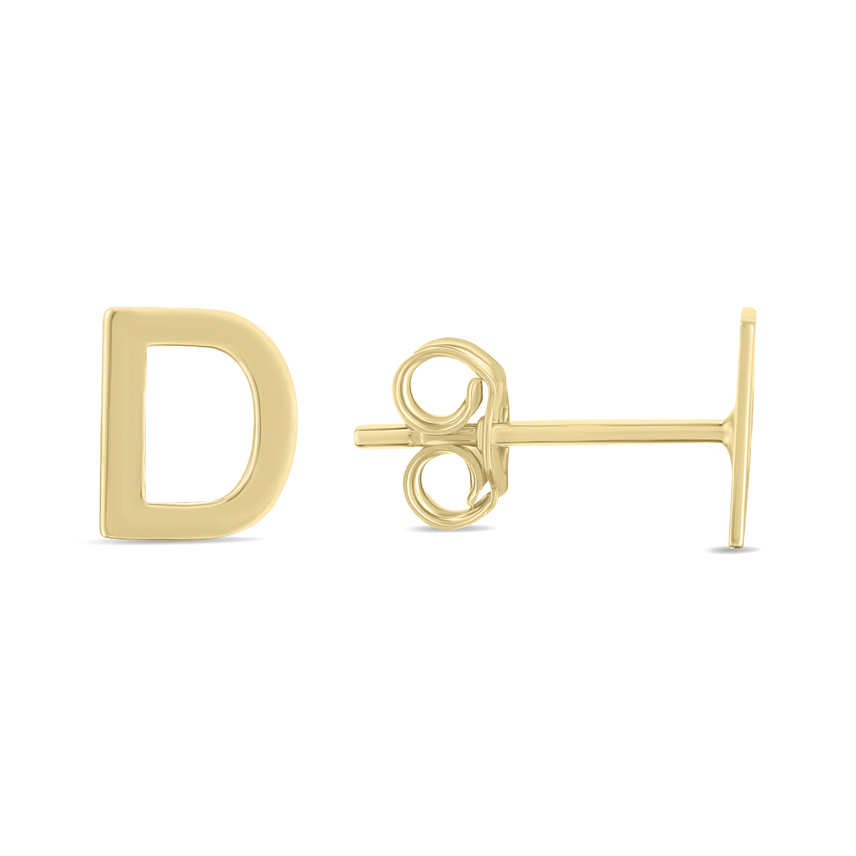 Image of 14K Solid Yellow Gold Initial D Stud Earrings