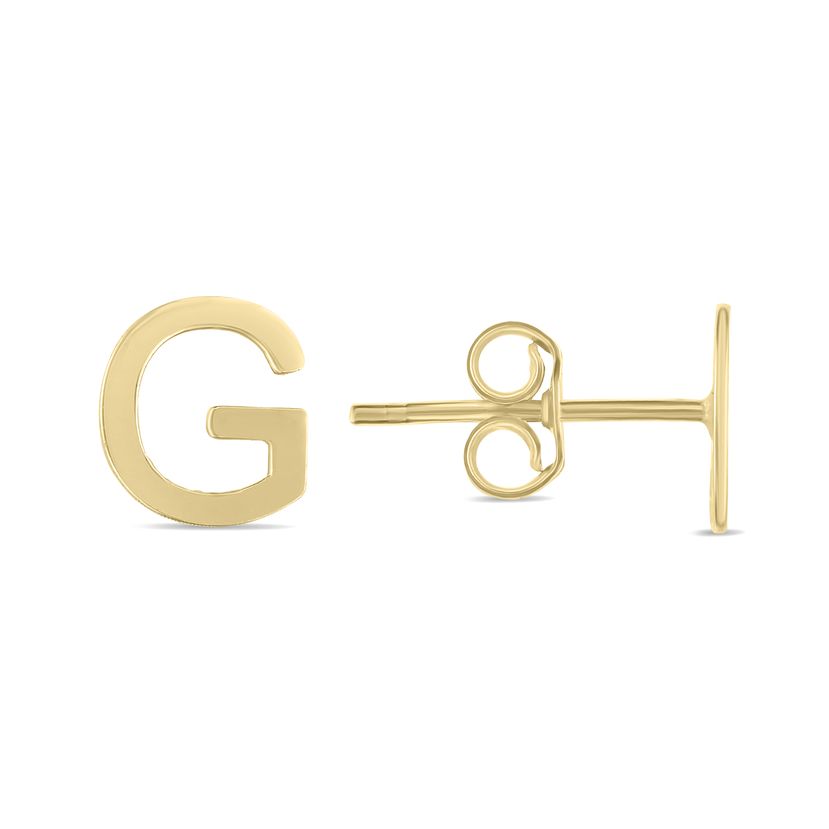 Image of 14K Solid Yellow Gold Initial G Stud Earrings