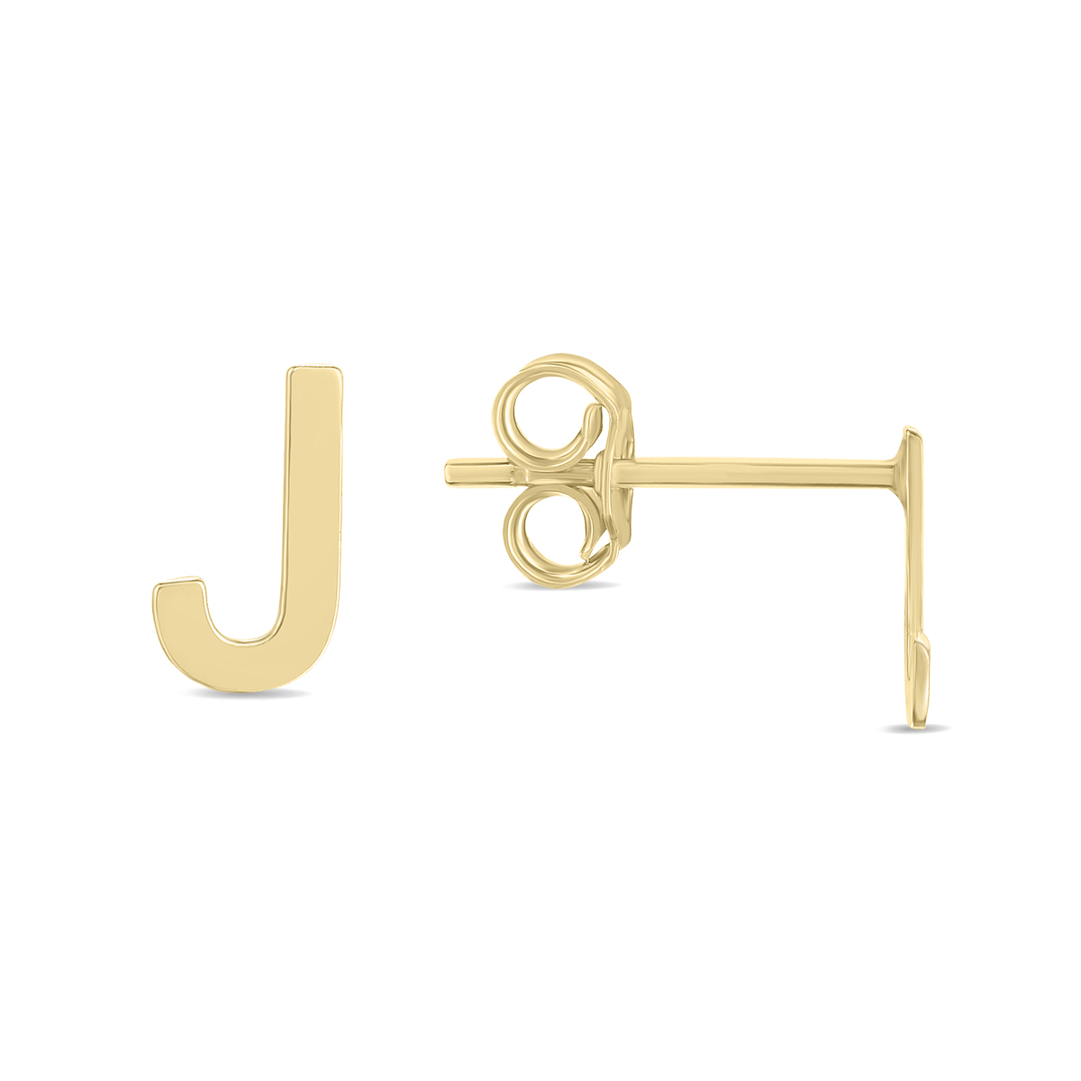 Image of 14K Solid Yellow Gold Initial J Stud Earrings