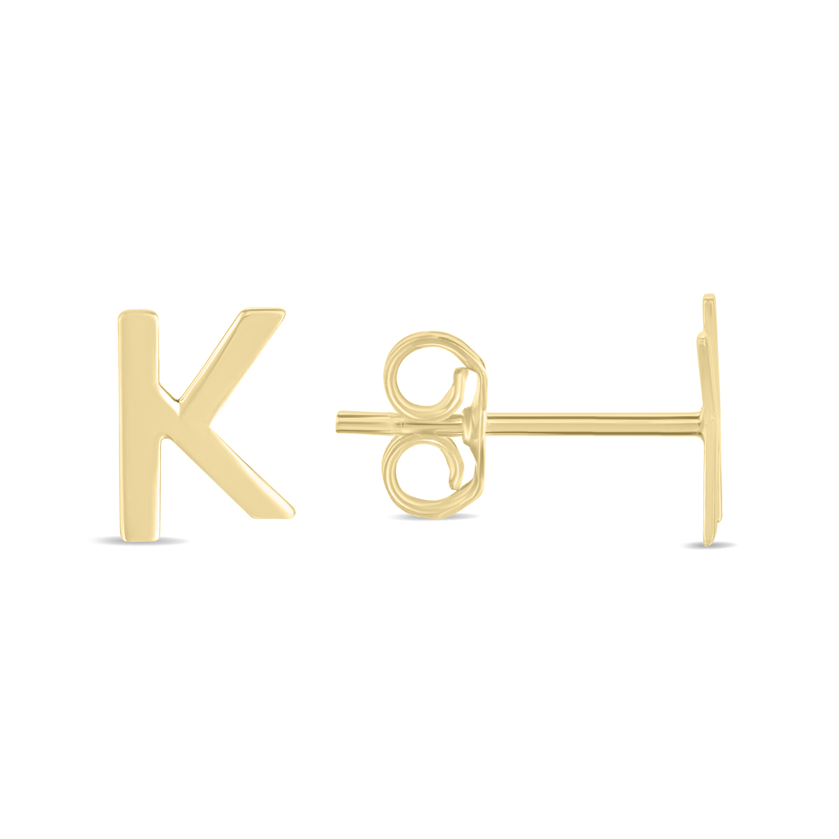 Image of 14K Solid Yellow Gold Initial K Stud Earrings
