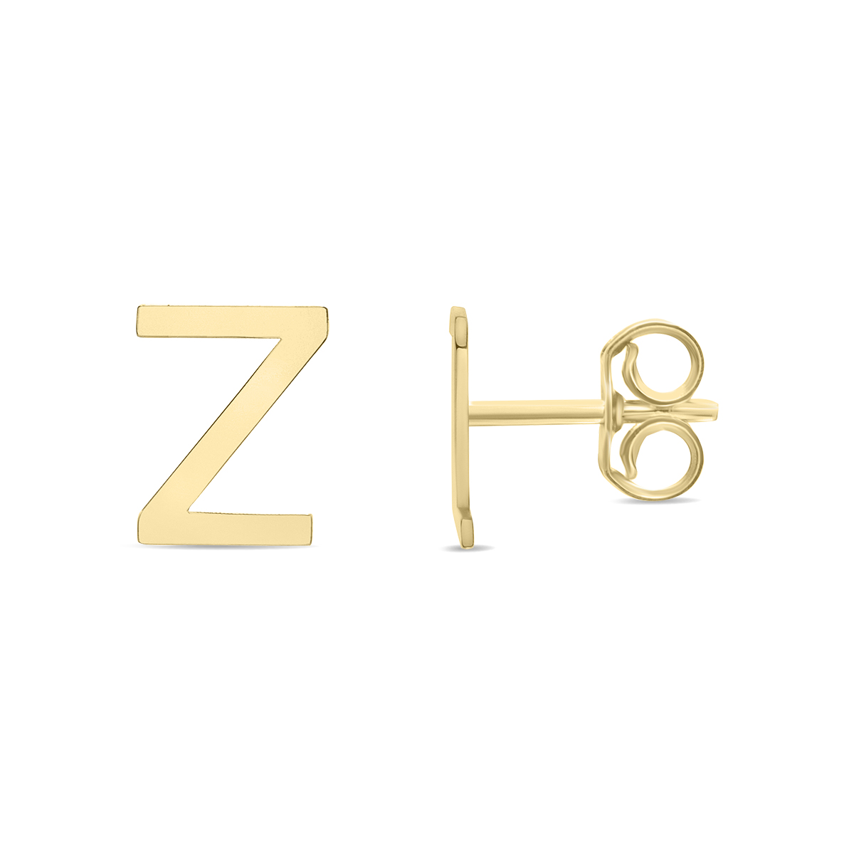 Image of 14K Solid Yellow Gold Initial Z Stud Earrings