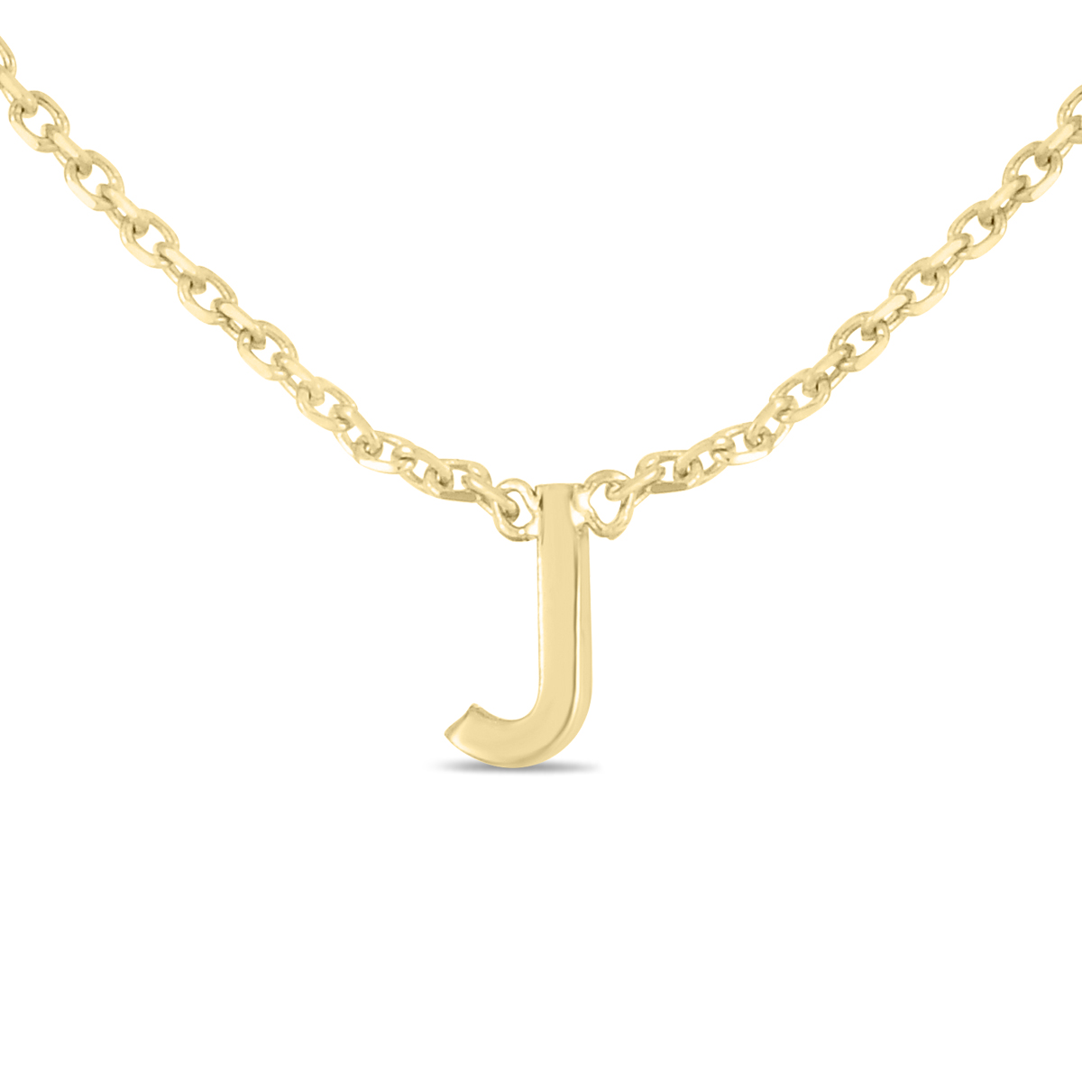 Image of 14K Solid Yellow Gold J Mini Initial Necklace
