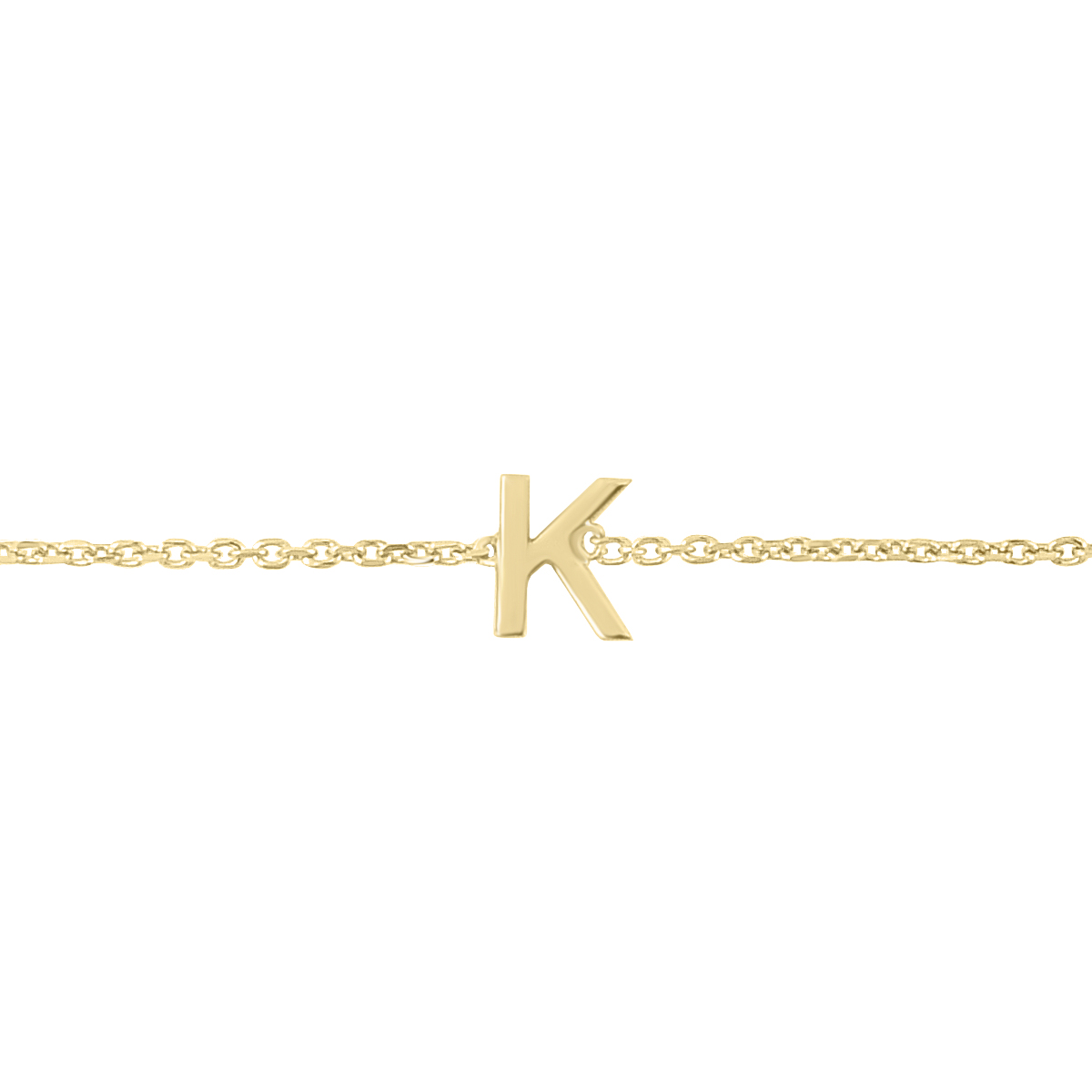Image of 14K Solid Yellow Gold K Mini Initial Bracelet