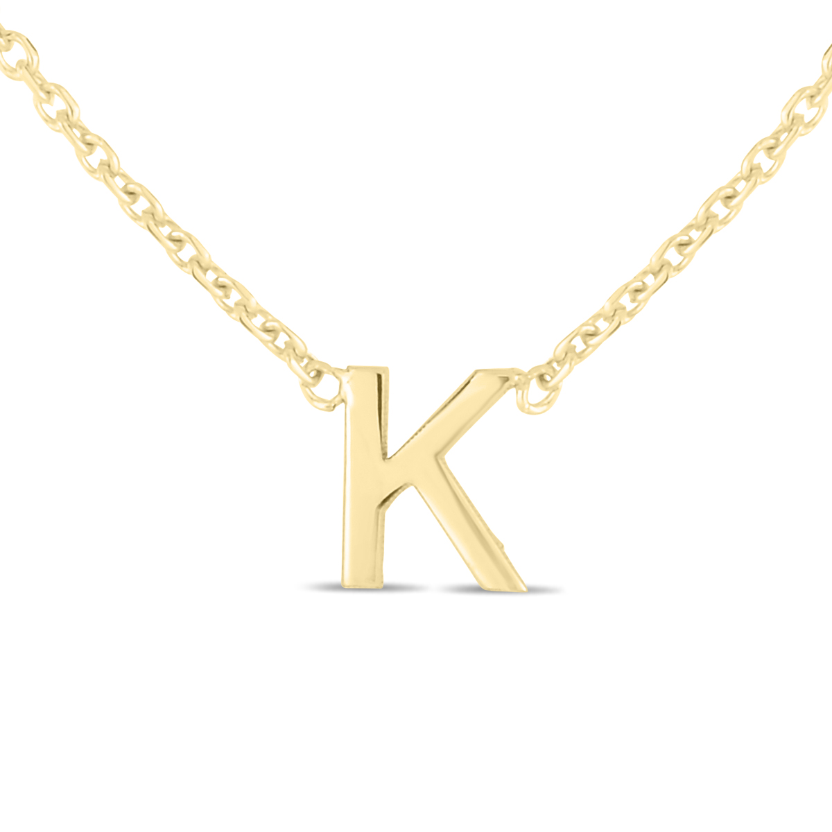 Image of 14K Solid Yellow Gold K Mini Initial Necklace