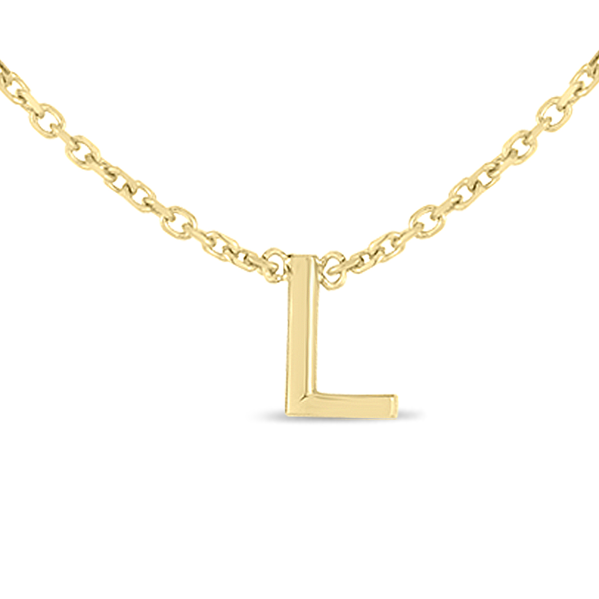 Image of 14K Solid Yellow Gold L Mini Initial Necklace