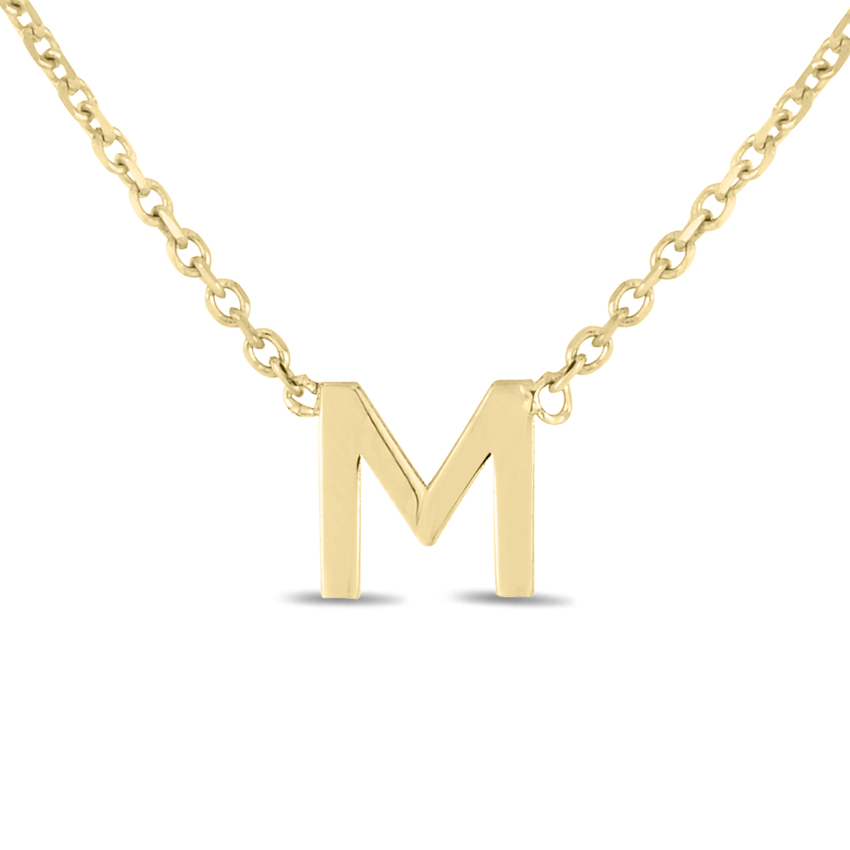Image of 14K Solid Yellow Gold M Mini Initial Necklace