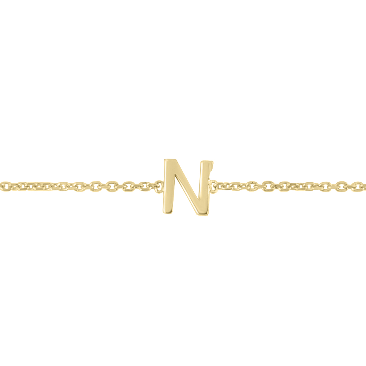 Image of 14K Solid Yellow Gold N Mini Initial Bracelet