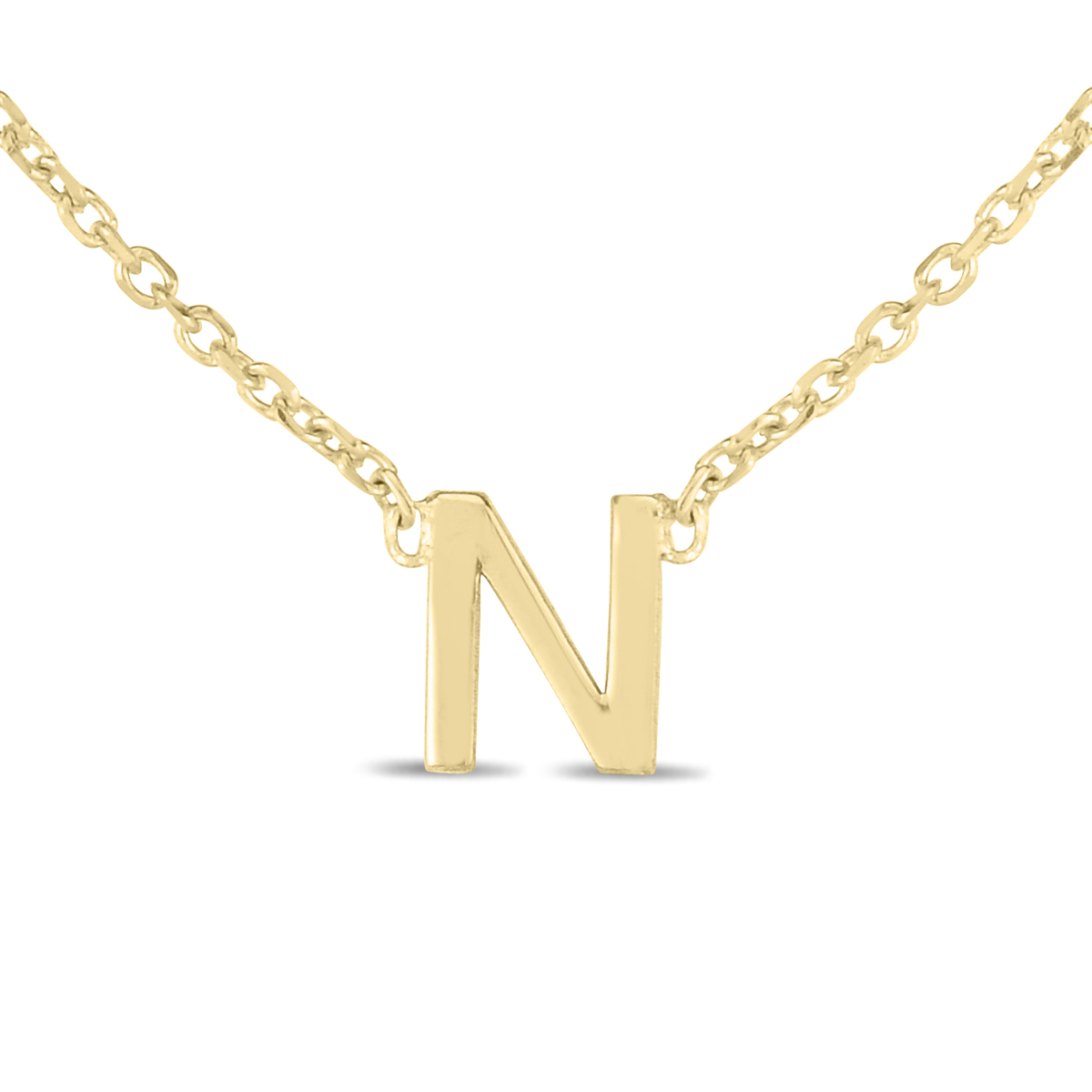 Image of 14K Solid Yellow Gold N Mini Initial Necklace