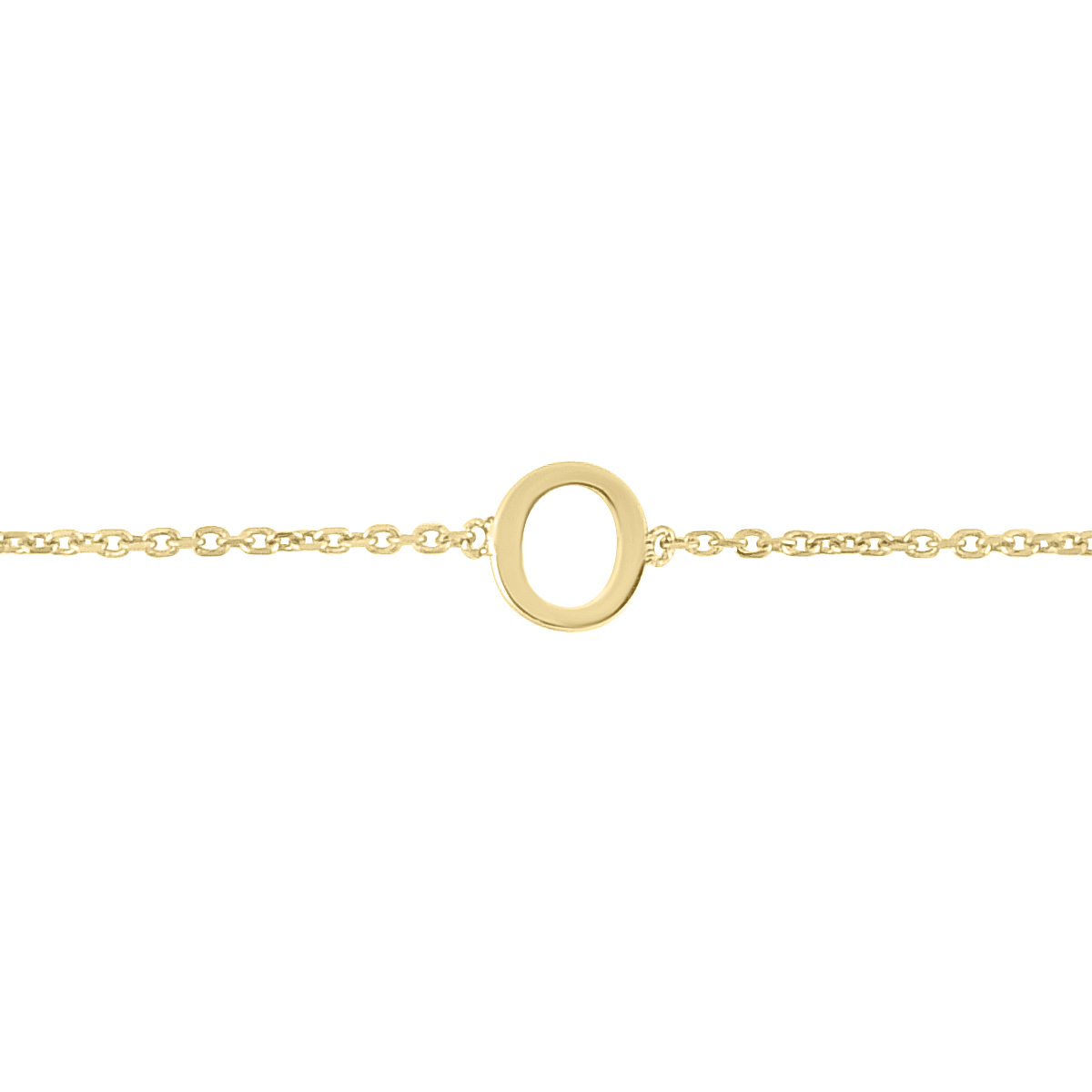 Image of 14K Solid Yellow Gold O Mini Initial Bracelet