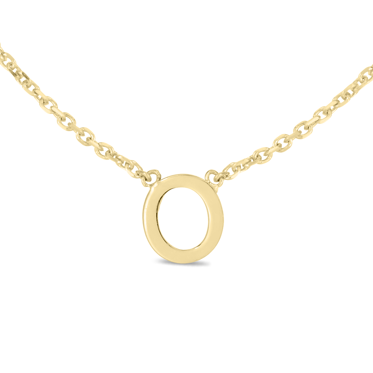 Image of 14K Solid Yellow Gold O Mini Initial Necklace