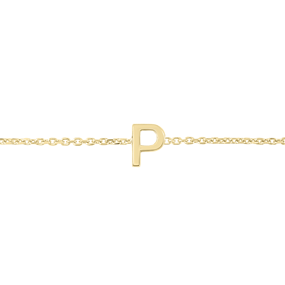 Image of 14K Solid Yellow Gold P Mini Initial Bracelet