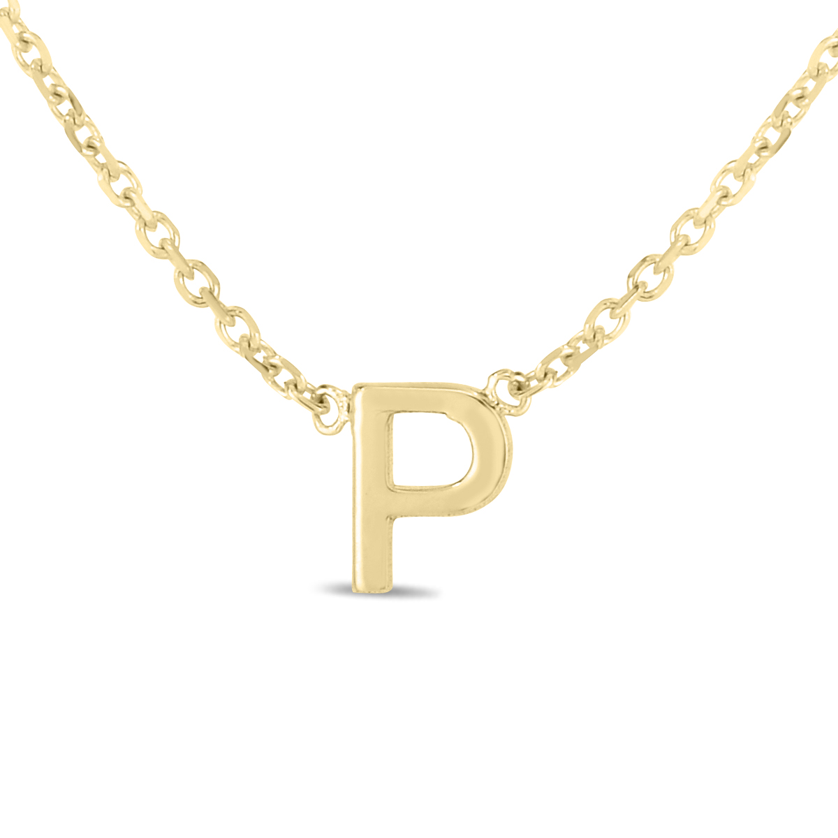 Image of 14K Solid Yellow Gold P Mini Initial Necklace