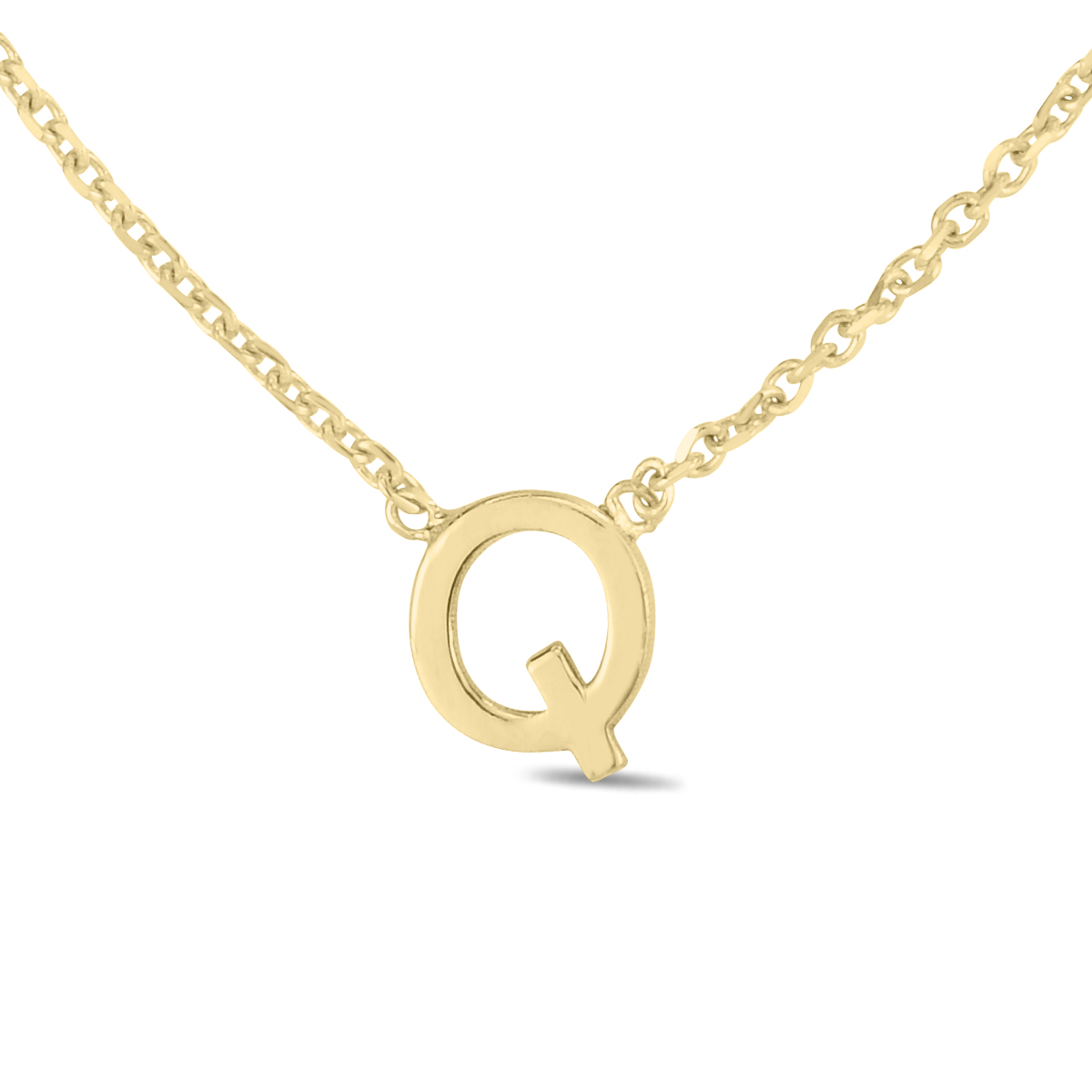 Image of 14K Solid Yellow Gold Q Mini Initial Necklace