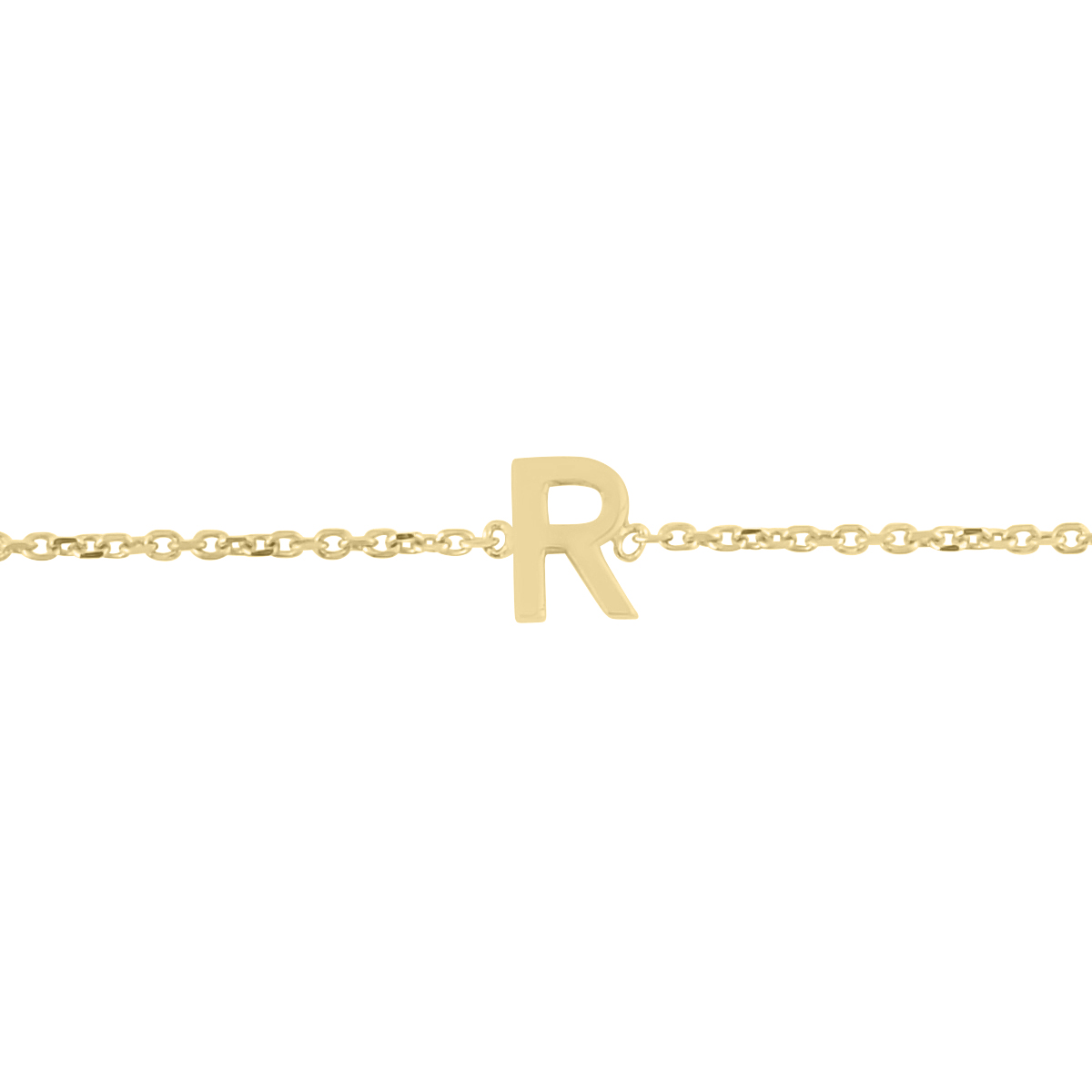 Image of 14K Solid Yellow Gold R Mini Initial Bracelet