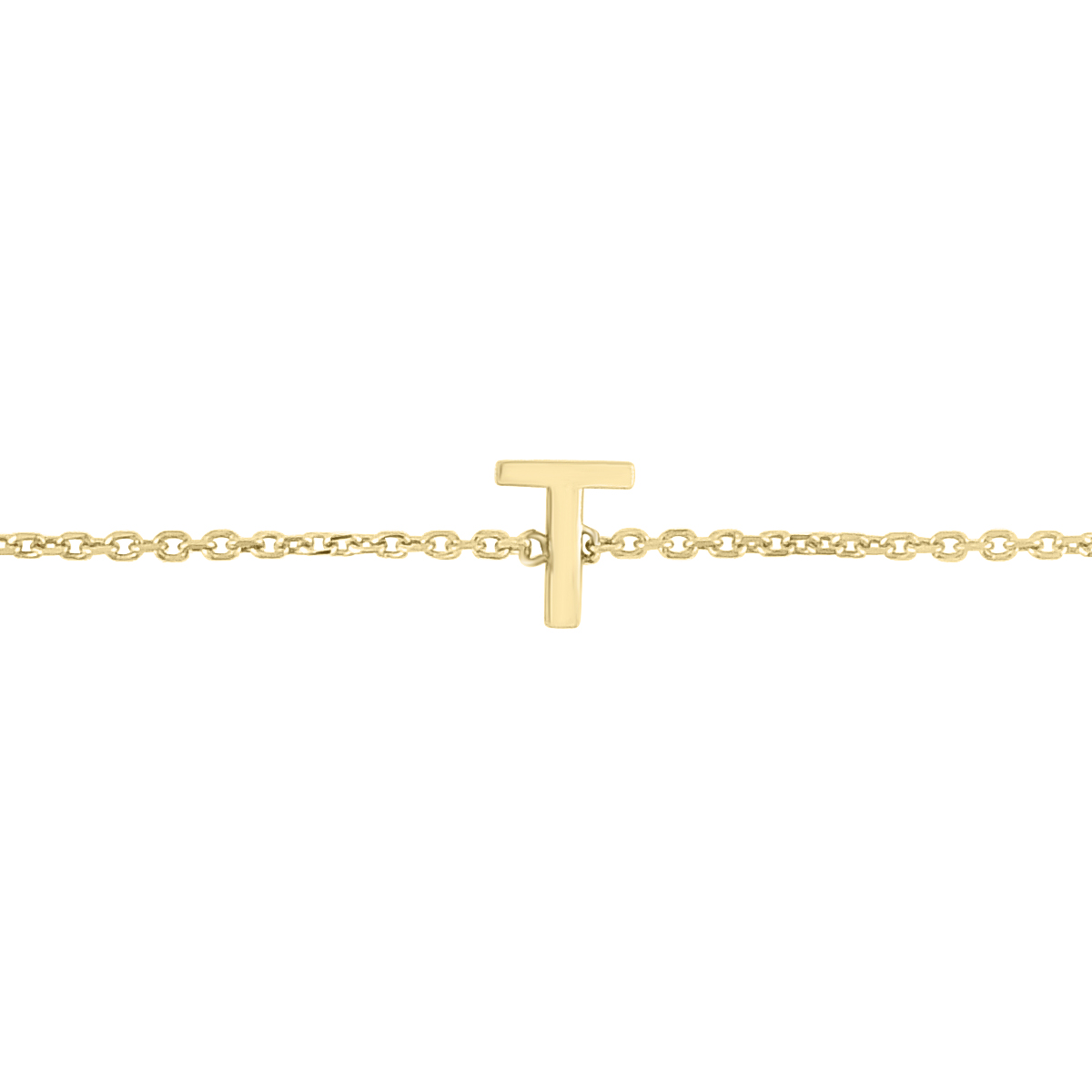 Image of 14K Solid Yellow Gold T Mini Initial Bracelet