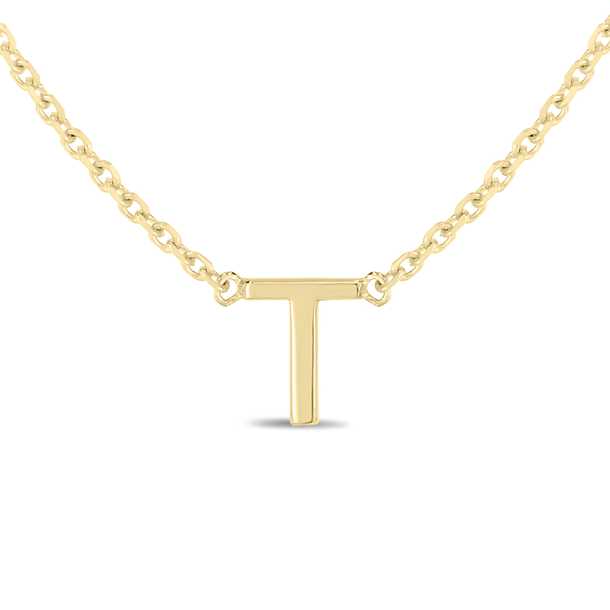 Image of 14K Solid Yellow Gold T Mini Initial Necklace