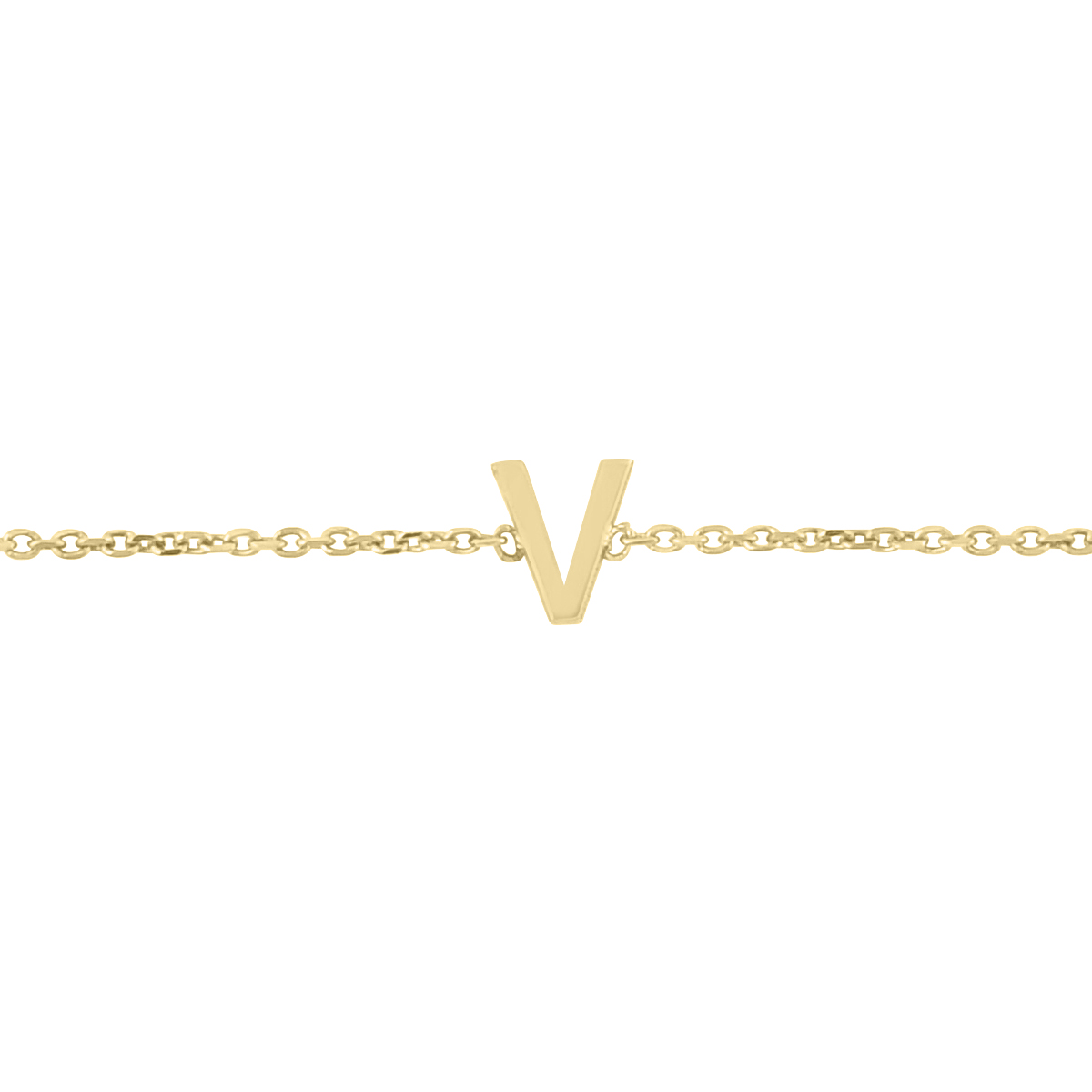 Image of 14K Solid Yellow Gold V Mini Initial Bracelet