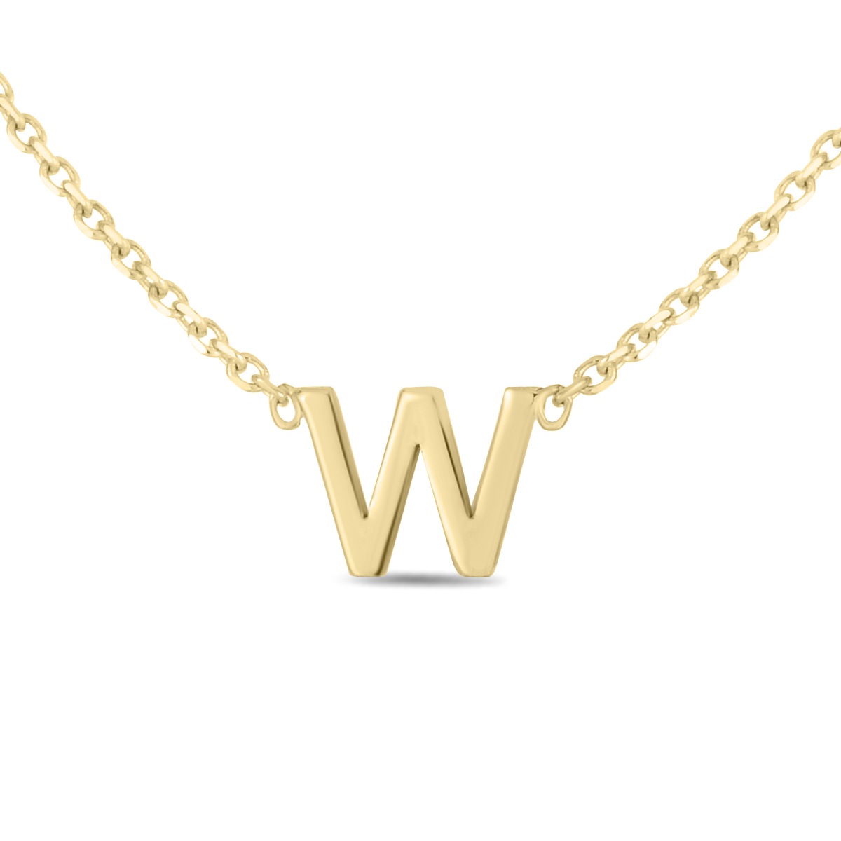 Image of 14K Solid Yellow Gold W Mini Initial Necklace