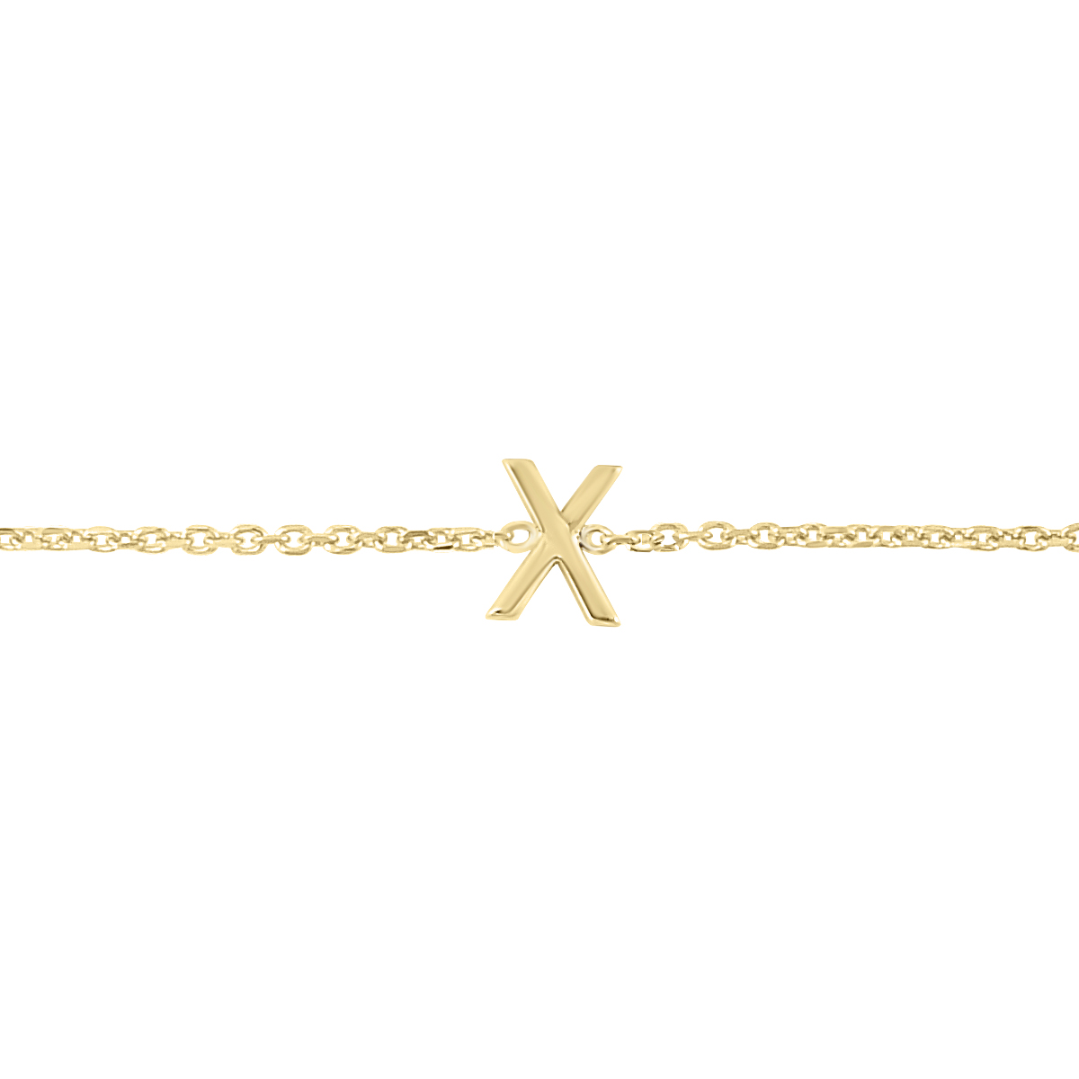 Image of 14K Solid Yellow Gold X Mini Initial Bracelet
