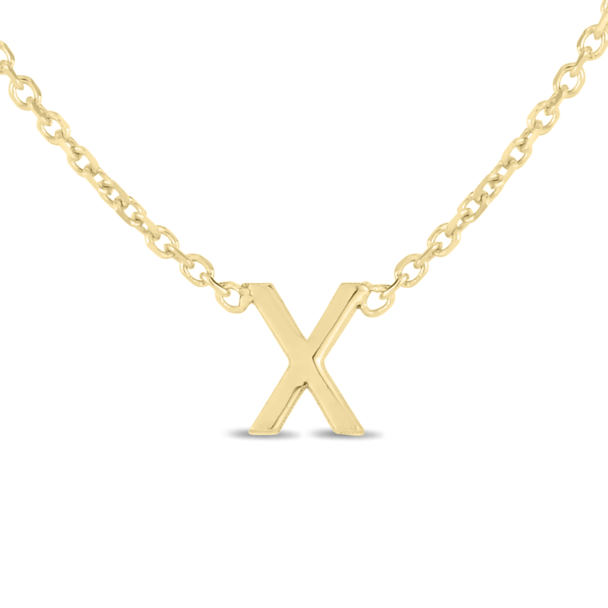 Image of 14K Solid Yellow Gold X Mini Initial Necklace