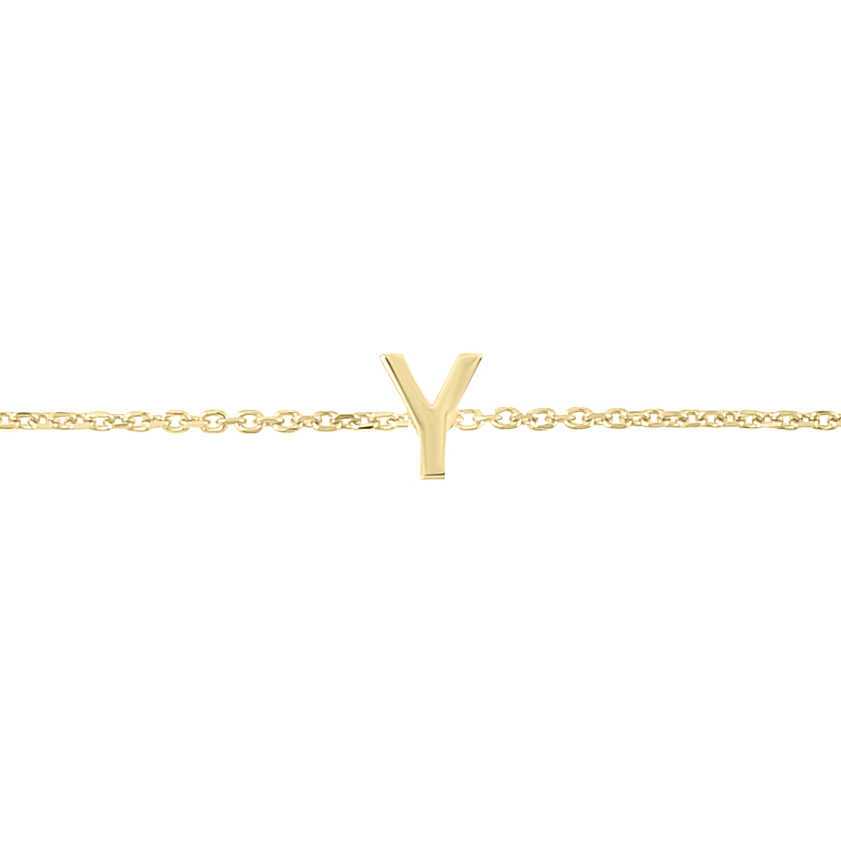 Image of 14K Solid Yellow Gold Y Mini Initial Bracelet