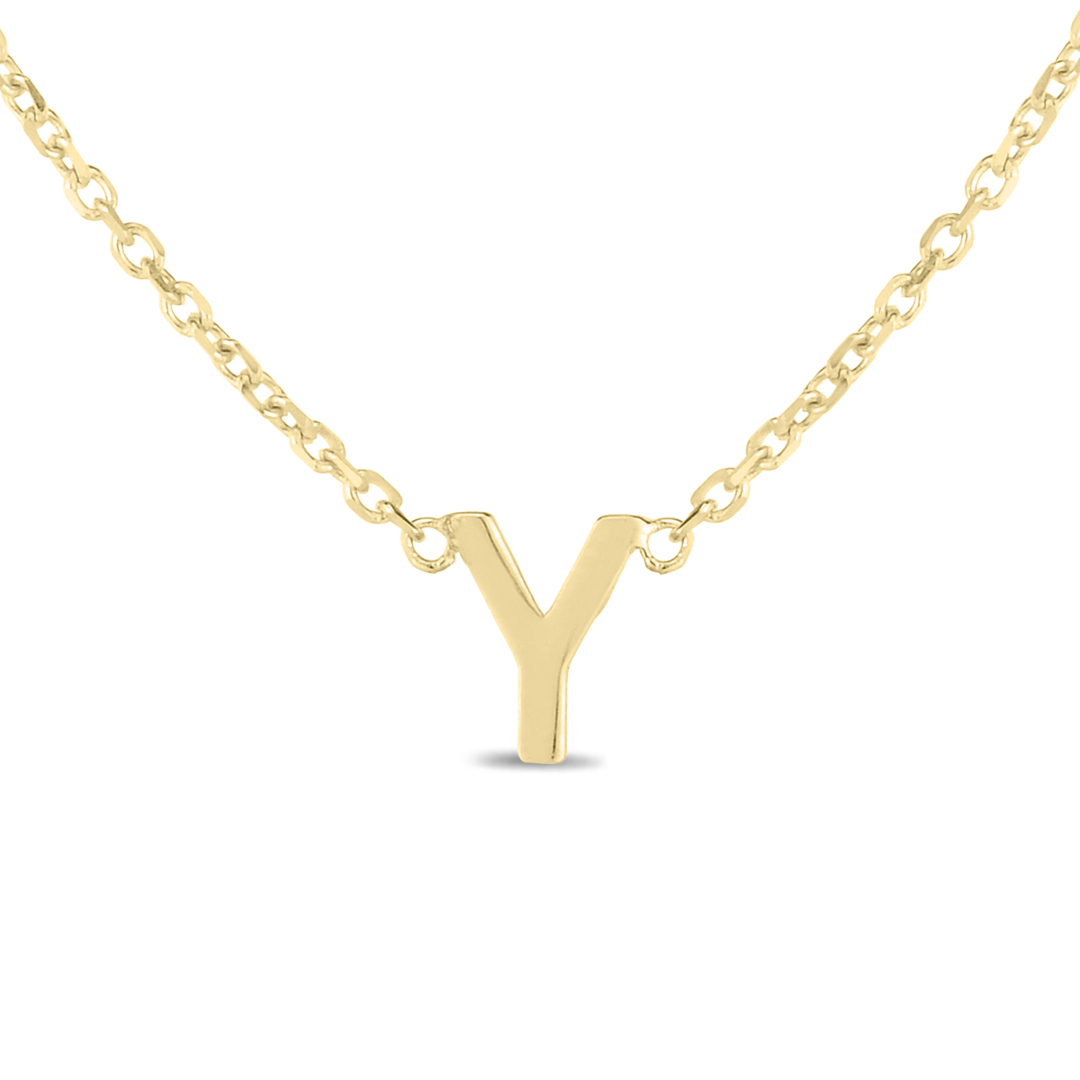 Image of 14K Solid Yellow Gold Y Mini Initial Necklace