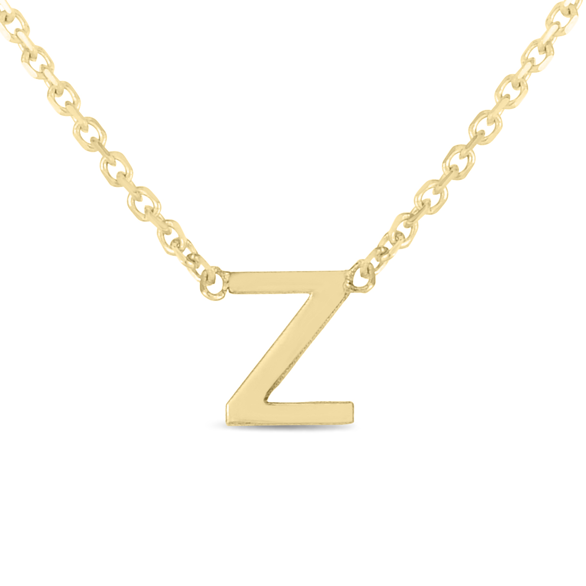 Image of 14K Solid Yellow Gold Z Mini Initial Necklace
