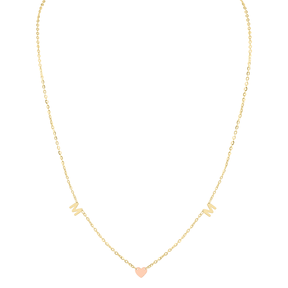 Image of 14K Solid Yellow and Rose Gold MOM Necklace with Lobster Clasp