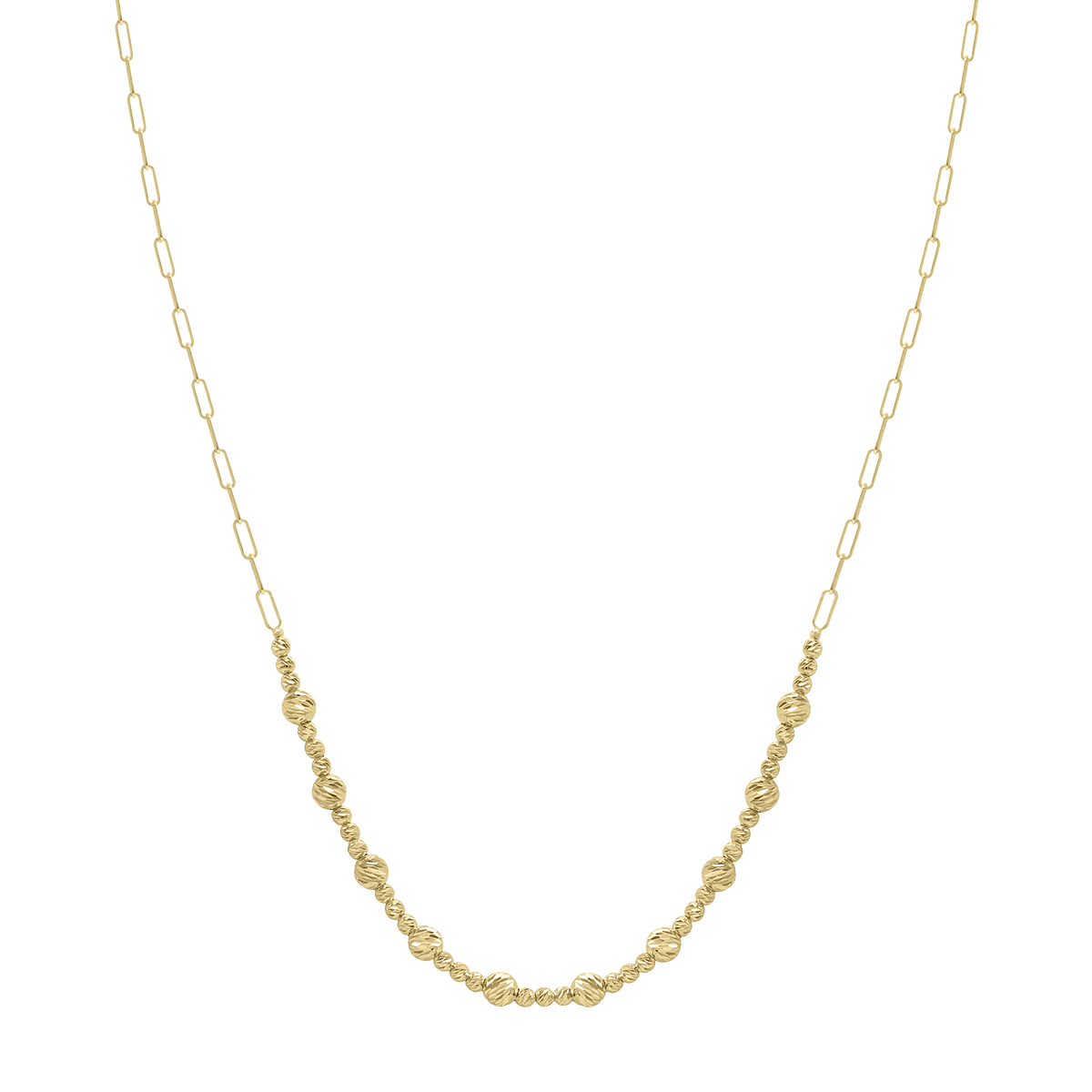 Image of 14K Yellow Gold Bead Paperclip Necklace with Lobster Clasps