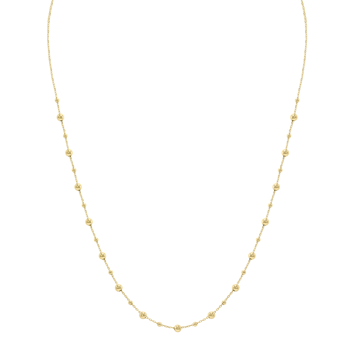 Image of 14K Yellow Gold Bead Station Necklace with Lobster Clasps