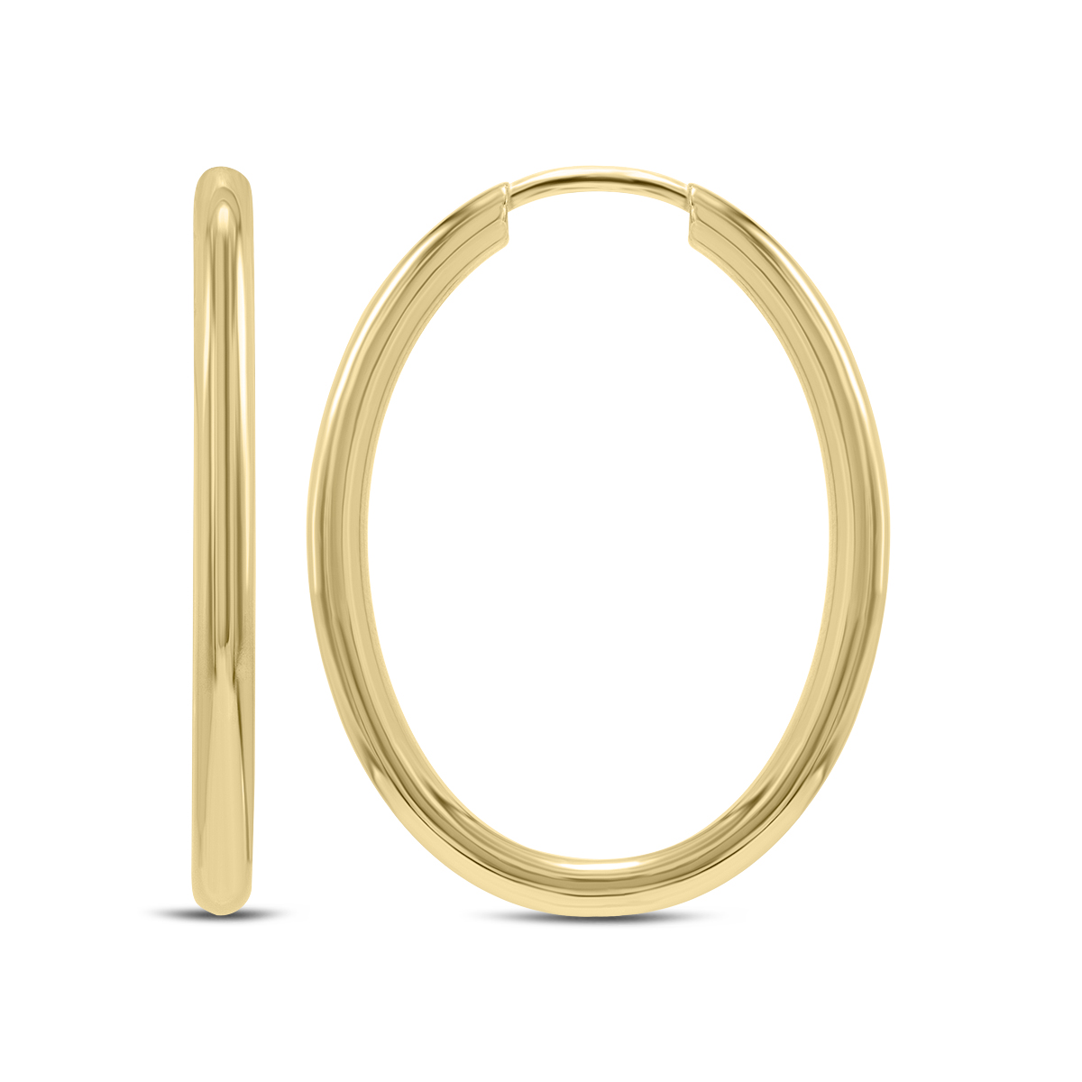 Image of 14K Yellow Gold Endless Oval Shape Hoop Earrings
