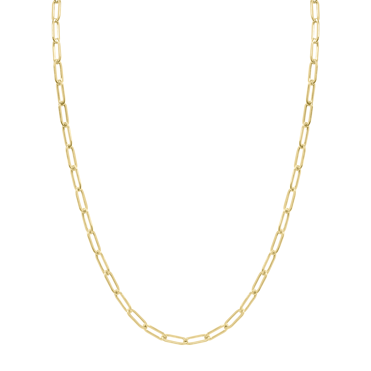 Image of 14K Yellow Gold Filled 35MM Flat Link Paperclip Chain With Lobster Clasp - 18 inch