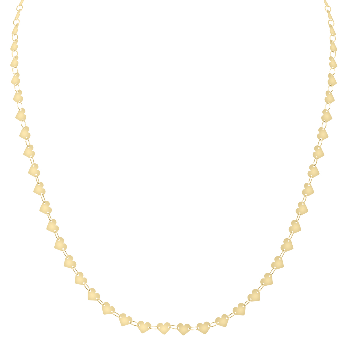 Image of 14K Yellow Gold Mirrored Chain Heart Strand Necklace with Lobster Clasp